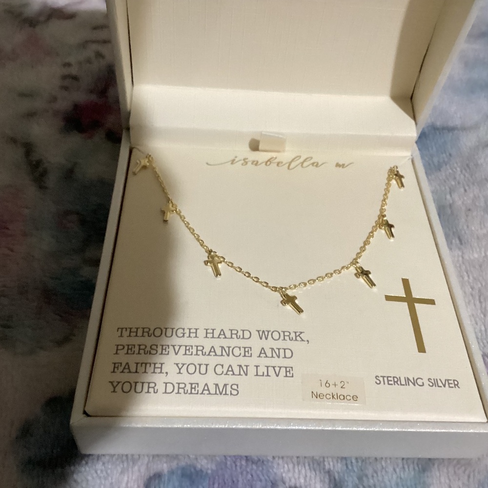New Isabella Sterling Silver Necklace with Multiple Crosses